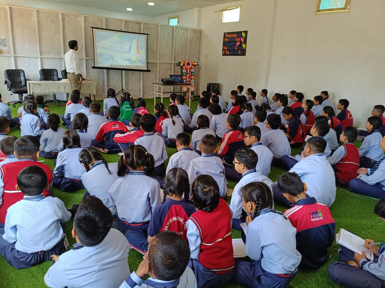 Among attentive students during lecture on meteorology and aviation at  ICON Public School, Pithoragarh